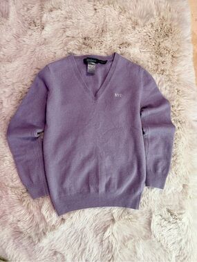 IrelandsEye NYU V Neck Sweater Lavender Extra Fine Virgin Wool Made in Ireland